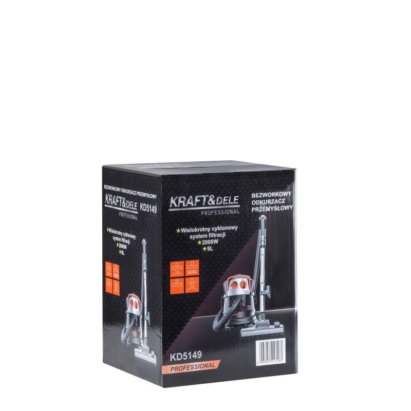 Bezworkowy odkurzacz przemysłowy 2000W 9L KD5149