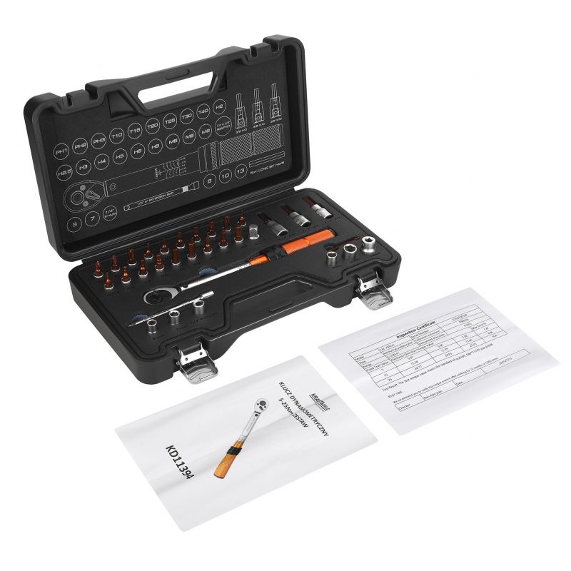 Klucz dynamometryczny 1/4" 5–25Nm zestaw 32el. KD11394