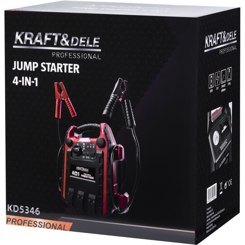 Jump-starter 4w1 1200/600A 22Ah 12V + oświetlenie + kompresor KD5346
