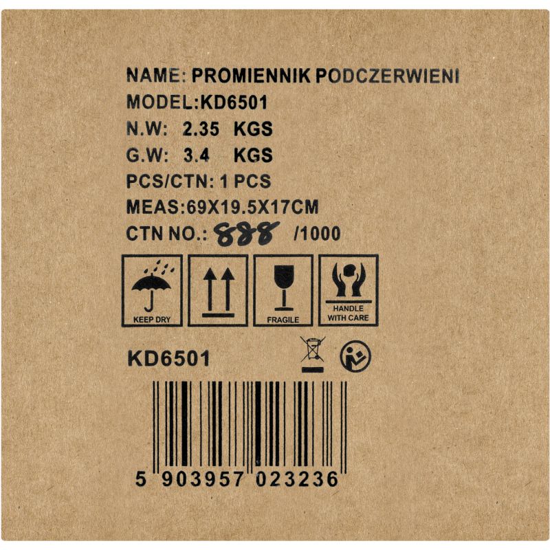 Nagrzewnica elektryczna promiennik 2,5kW KD6501