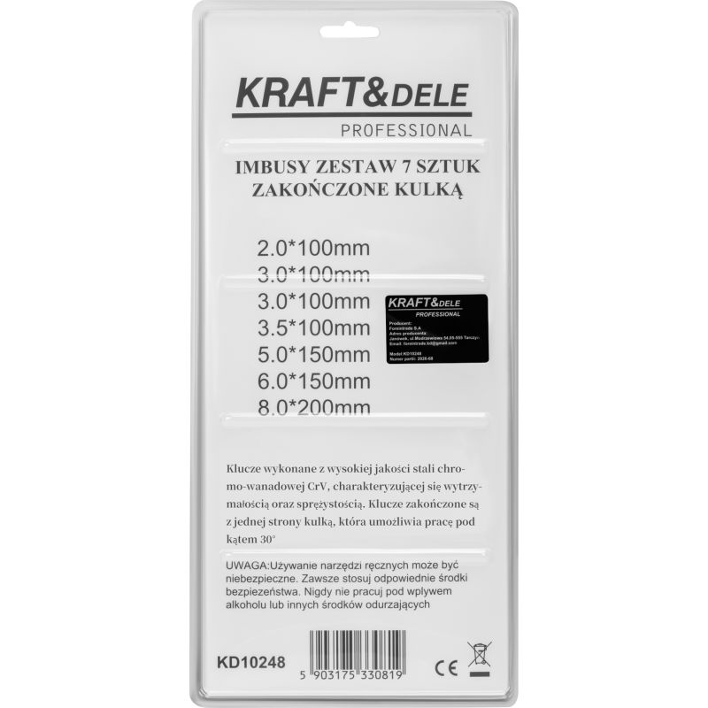Zestaw 7 imbusów KD10248