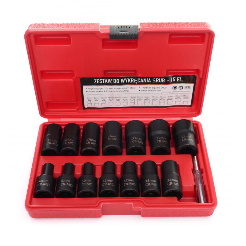Zestaw nasadek do obrabianych śrub 1/2" - 15 el. KD11793