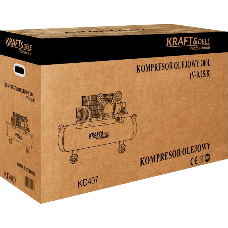 Kompresor Olejowy 200L 2 Tłoki 400V KD407