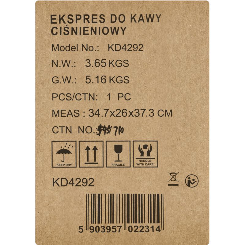 Ekspres ciśnieniowy do kawy 1500W 20 bar LCD KD4292