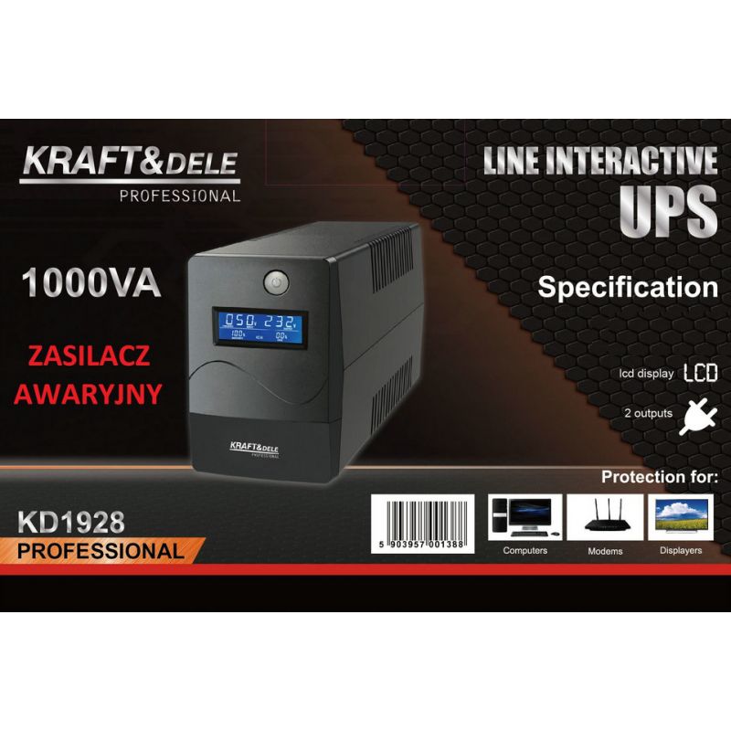 Zasilacz awaryjny UPS 1000VA LCD KD1928