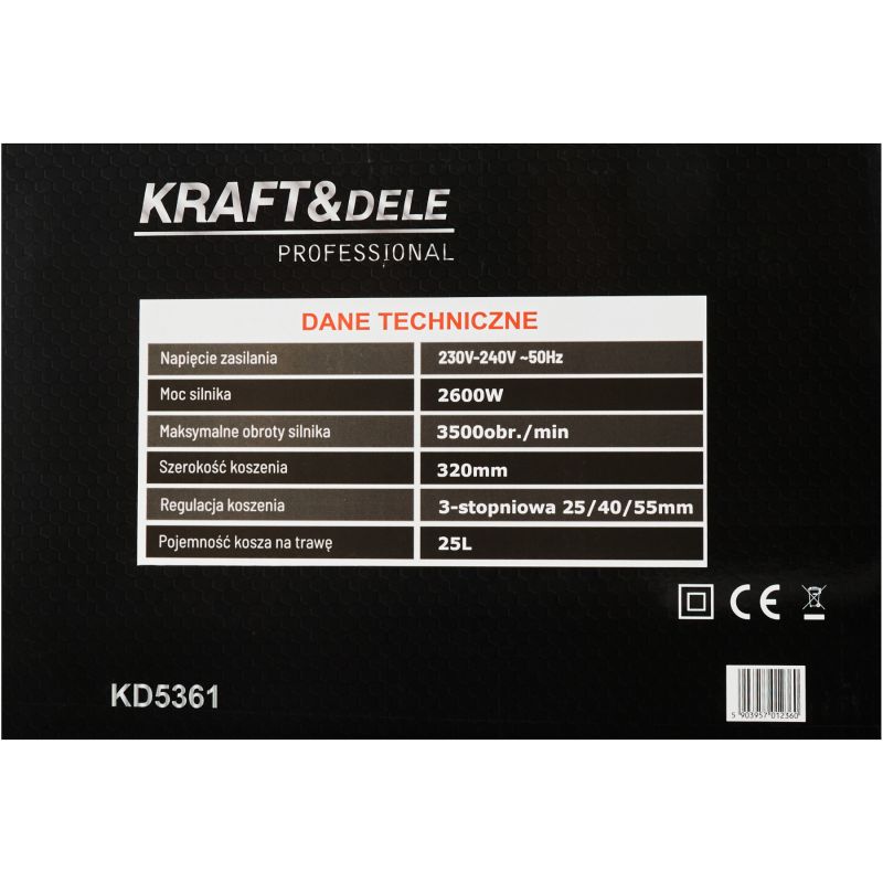 Elektrická kosačka 2600 W, 25 l, model KD5361