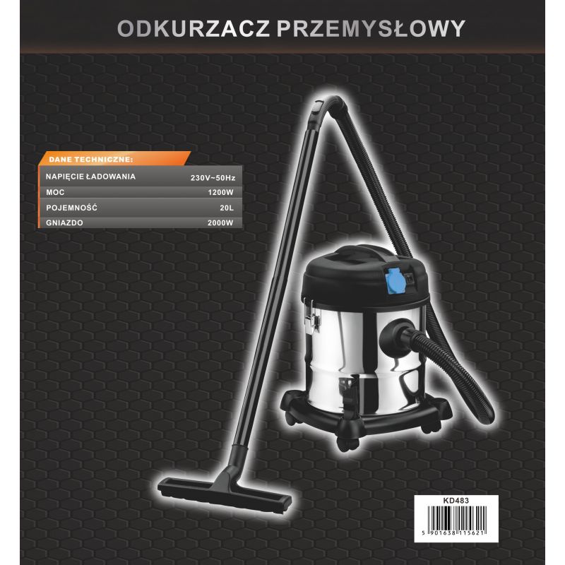 Odkurzacz przemysłowy 20L 1200W KD483