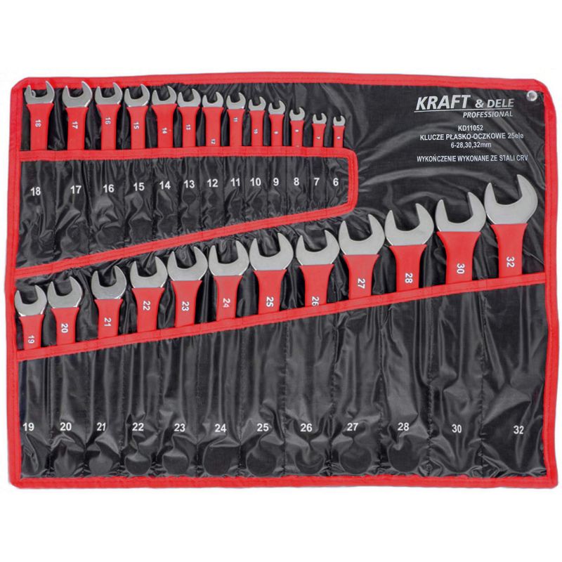 Klucze płasko - oczkowe 25el. 6-32mm CRV KD11052