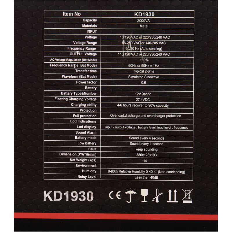 Zasilacz awaryjny UPS 2000VA LCD KD1930