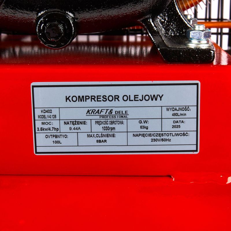 Olejový kompresor 100L 230V KD402