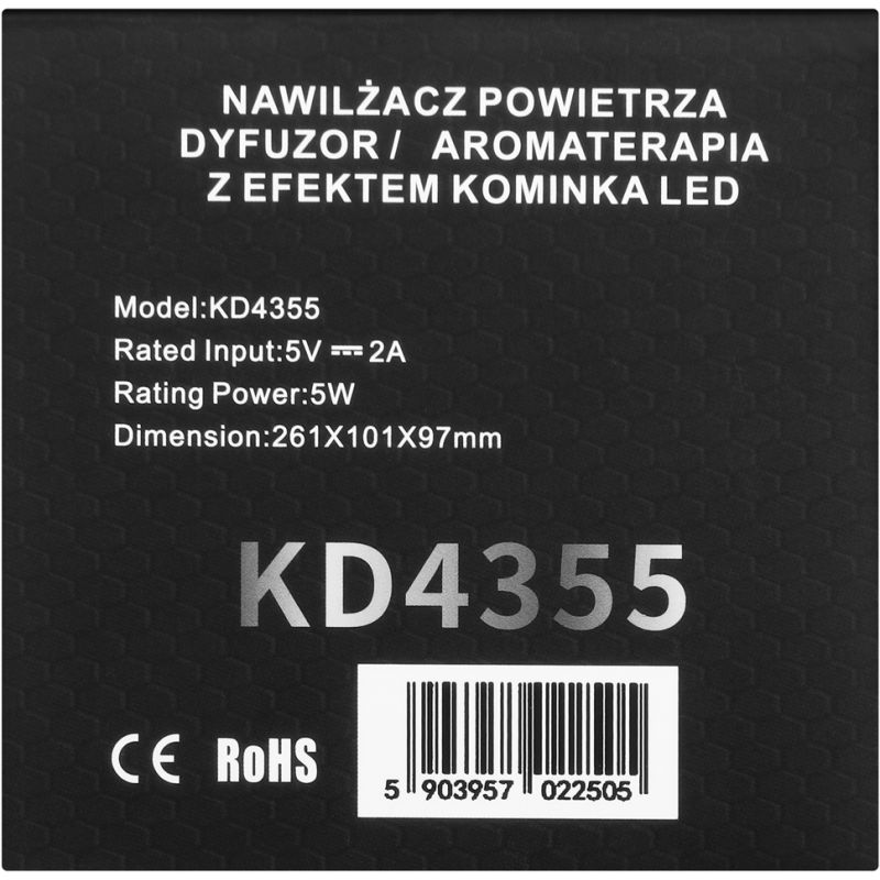 Nawilżacz powietrza jonizator z efektem kominka LED KD4355