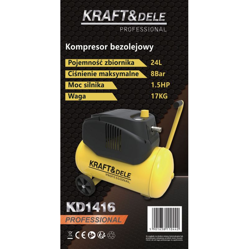 Kompresor bezolejowy 24L 8bar KD1416