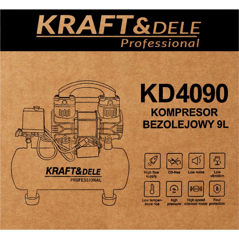 Kompresor bezolejowy 9L 230V 1200W KD4090