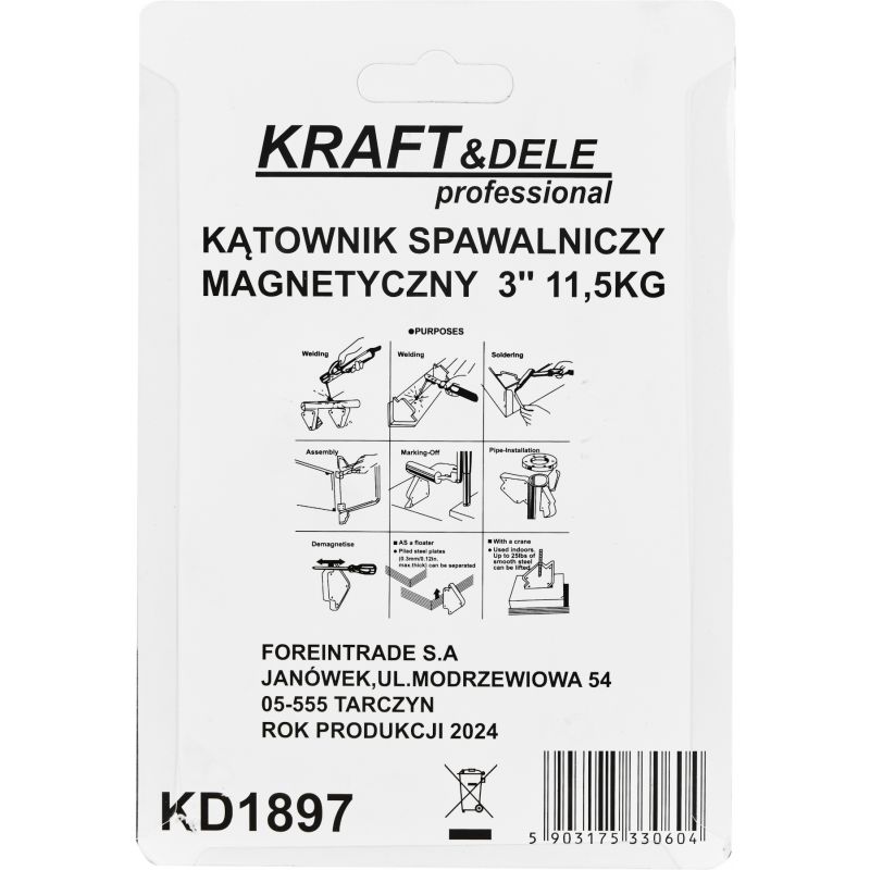 Kątownik magnetyczny spawalniczy 3" KD1897
