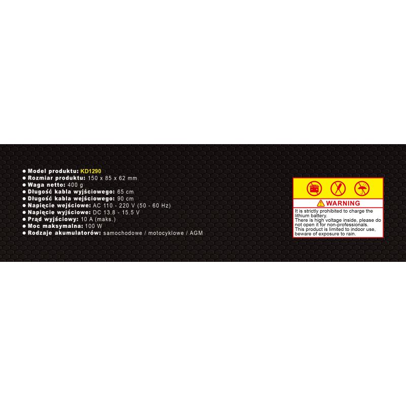 Automatyczny prostownik akumulatorowy LCD 12V / 6A KD1290