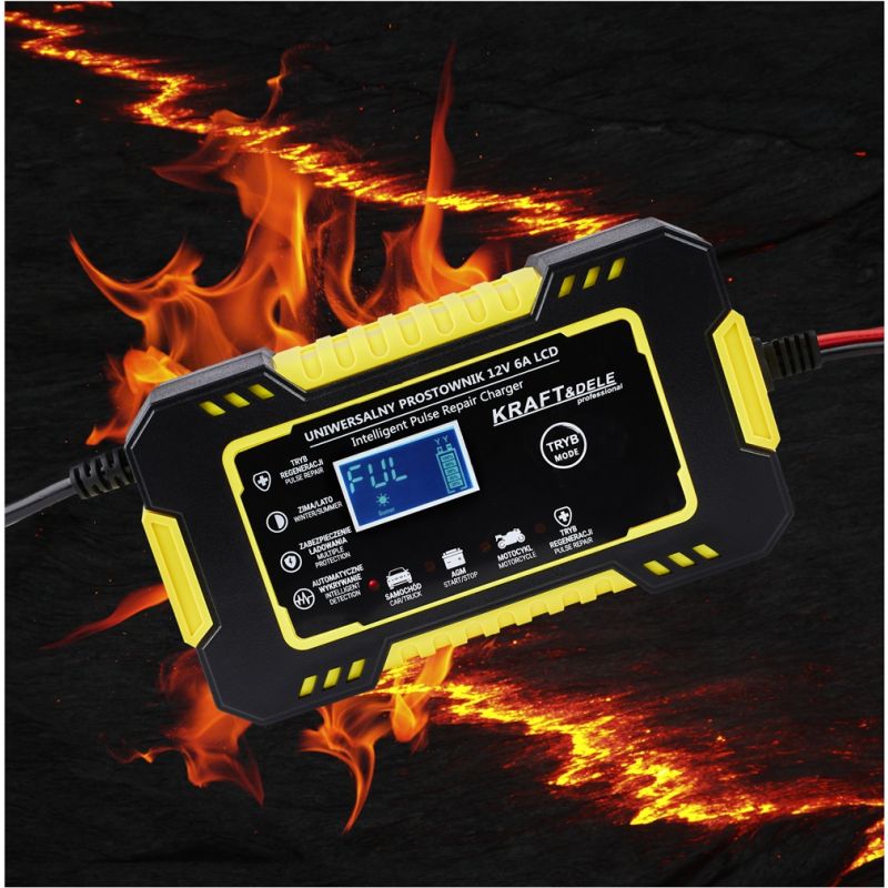 Automatyczny prostownik akumulatorowy LCD 12V / 6A KD1290