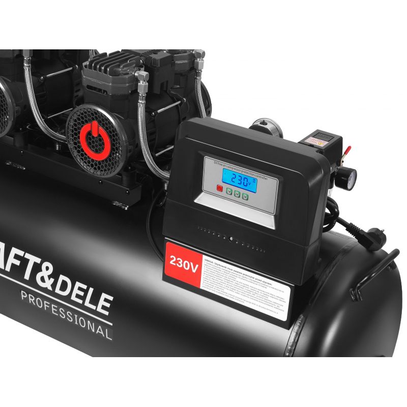 Kompresor bezolejowy 200L 3x2200W + separator i manometr z gliceryną KD4084