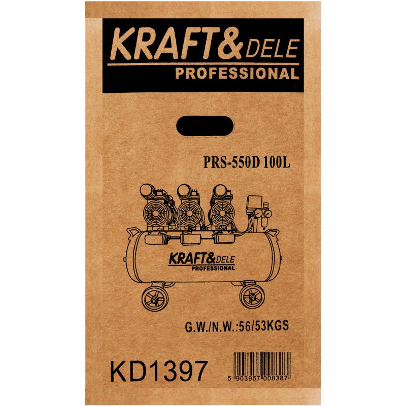 Kompresor bezolejowy 100L 3 x 1500W KD1397