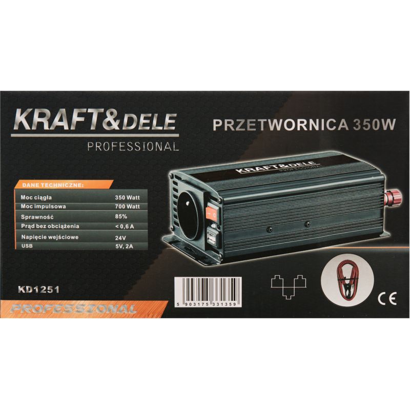 Przetwornica samochodowa 350W/700W 24V - 230V KD1251