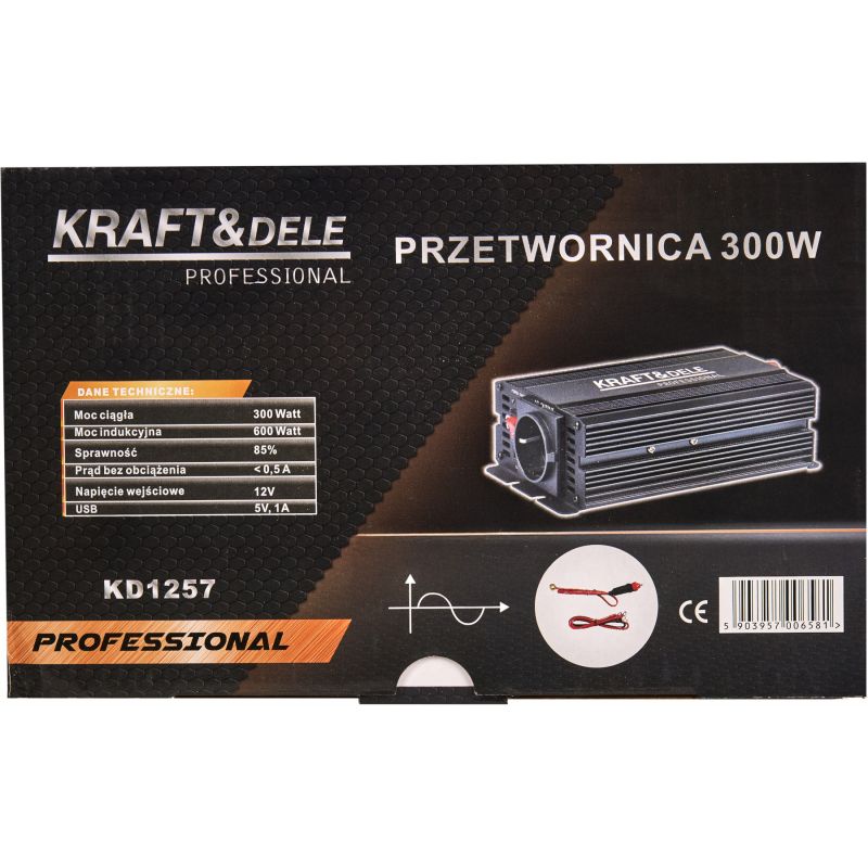 Przetwornica napięcia 12V na 230V 300 / 600W CZYSTA SINUSOIDA KD1257
