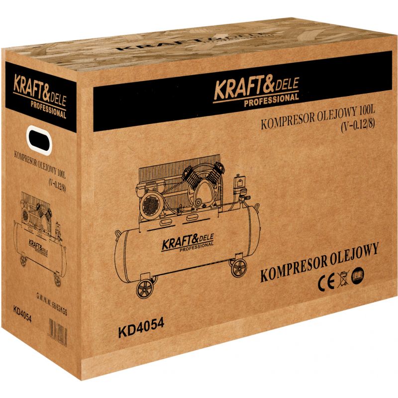 Kompresor olejowy 100L 2 TŁOKI 230V KD4054