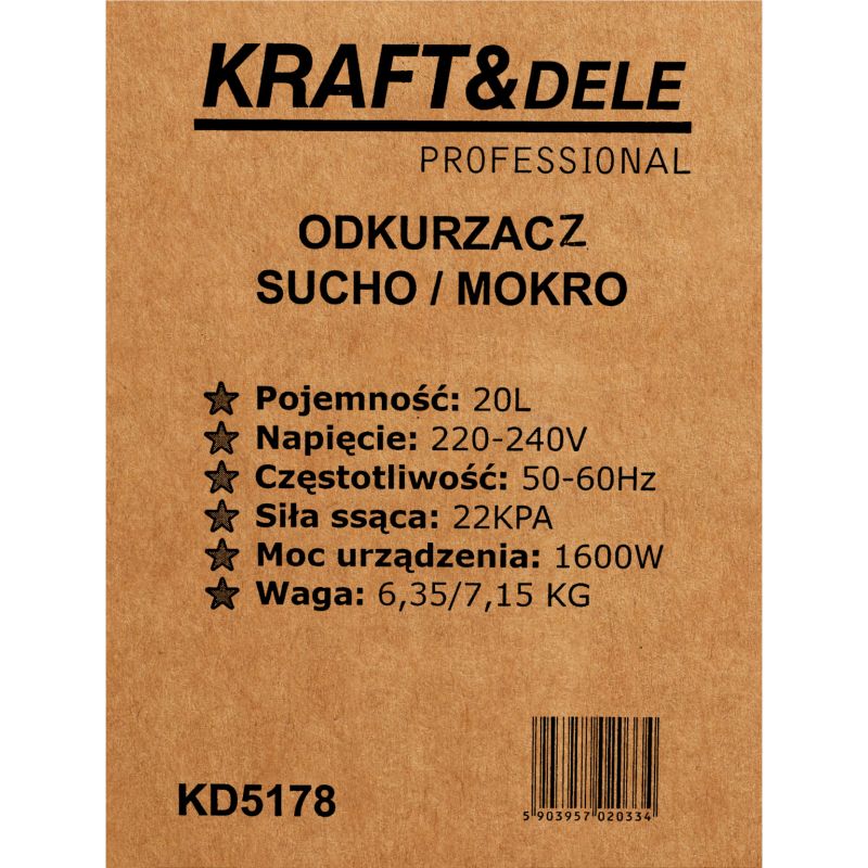 Odkurzacz sucho/mokro 20L KD5178