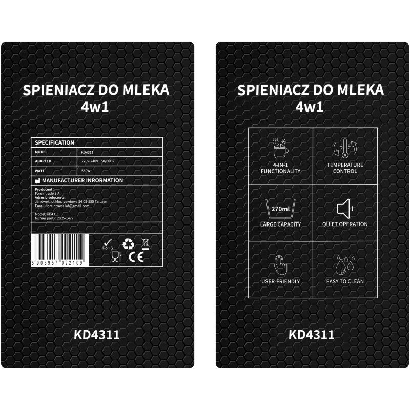 Spieniacz do mleka 4w1 KD4311