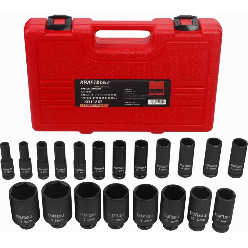 Nasadki udarowe 1/2" 20 szt KD11867