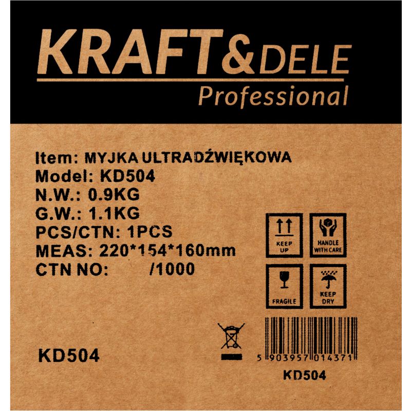 Myjka ultradźwiękowa 0,8L KD504