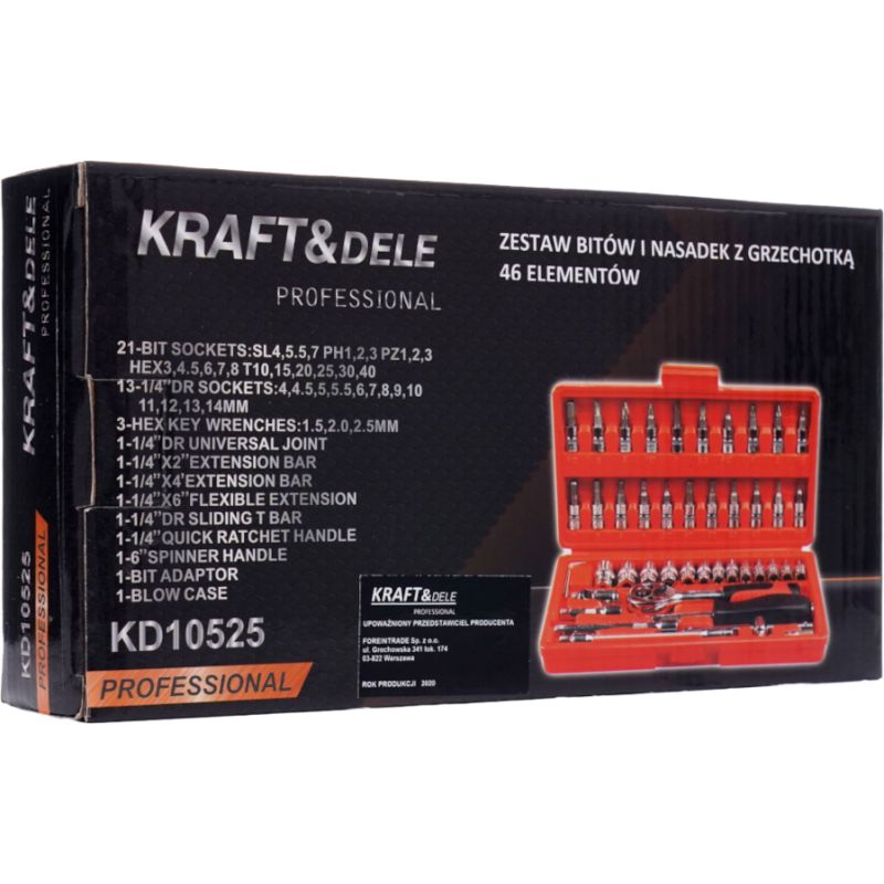 Zestaw narzędzi 46el. klucze nasadowe KD10525